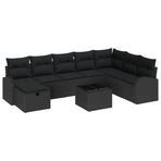 Garden Sofa Set 9 pcs Black Poly Rattan