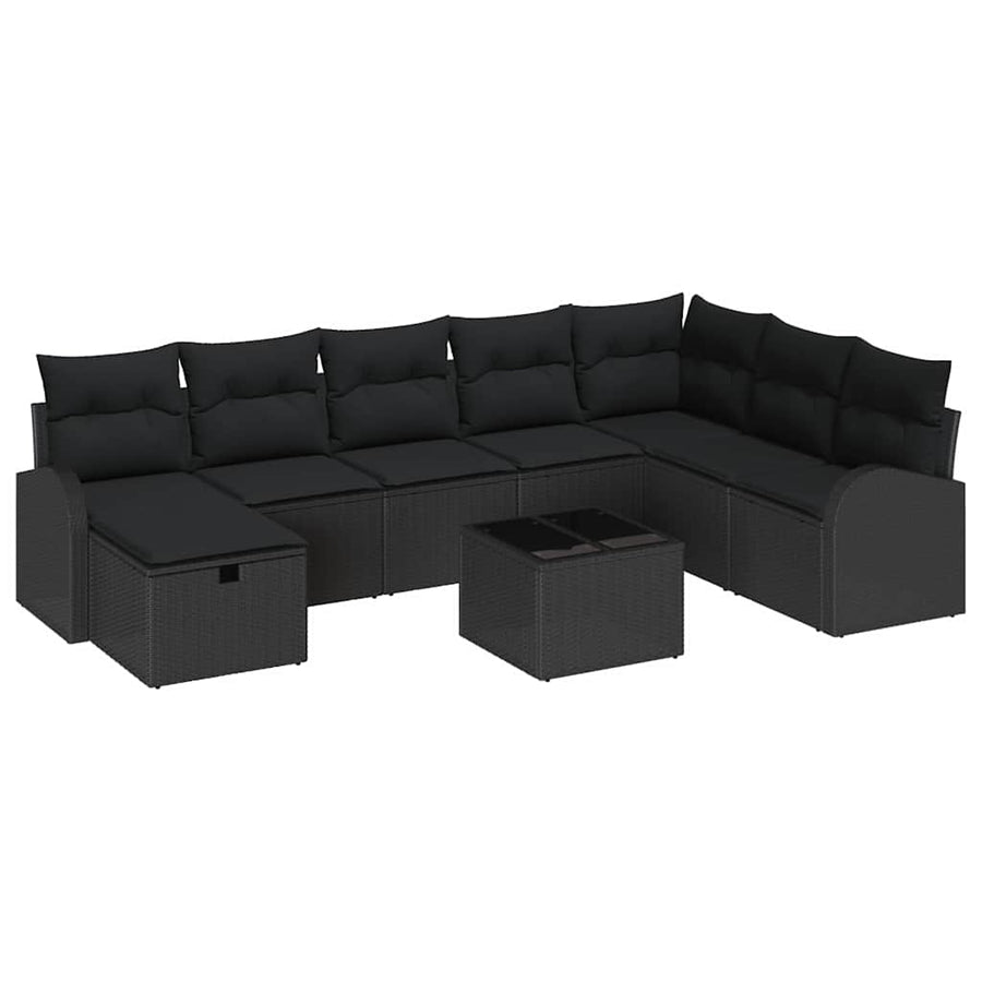 Garden Sofa Set 9 pcs Black Poly Rattan