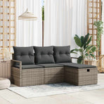 Garden Sofa Set 4 pcs Grey Poly Rattan