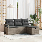 Garden Sofa Set with Cushion 4 pcs Grey Poly rattan