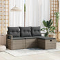 Garden Sofa Set 4 pcs Grey Poly Rattan