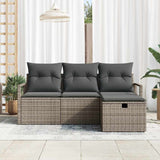 Garden Sofa Set with Cushion 4 pcs Grey Poly rattan - Side View