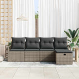 Garden Sofa Set with Cushion 5 pcs Grey Poly rattan