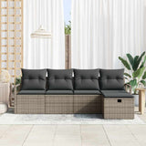 Garden Sofa Set with Cushion 5 pcs Grey Poly rattan - Side View