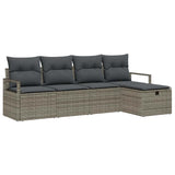 Garden Sofa Set with Cushion 5 pcs Grey Poly rattan - Front View