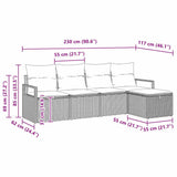 Garden Sofa Set with Cushion 5 pcs Grey Poly rattan - Extra Image