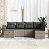 Garden Sofa Set with Cushion 6 pcs Grey Poly rattan - Side View