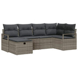 Garden Sofa Set with Cushion 6 pcs Grey Poly rattan