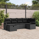 Garden Sofa Set with Cushion 6 pcs Black Poly Rattan