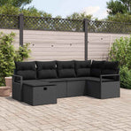 Garden Sofa Set 6 pcs Black Poly Rattan