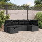 Garden Sofa Set 6 pcs Black Poly Rattan