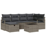 Garden Sofa Set with Cushion 7 pcs Grey Poly rattan - Front View