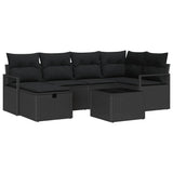 Garden Sofa Set with Cushion with Storage Poly Rattan - Front View
