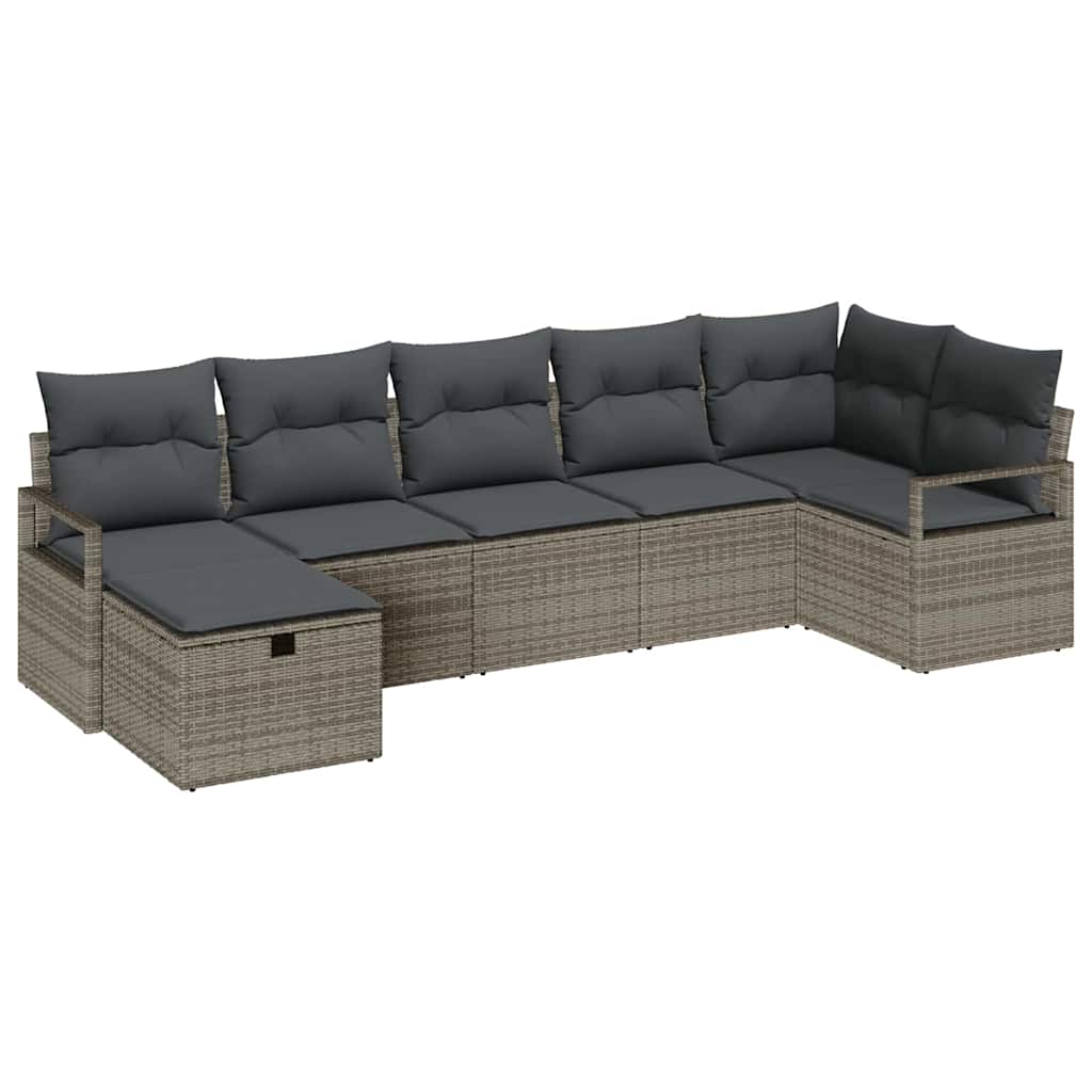 Sofa Set with Cushion 5 pcs Poly Rattan