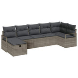 Garden Sofa Set with Cushion 7 pcs Grey Poly rattan - Front View