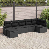 Garden Sofa Set with Cushion 7 pcs Black Poly rattan