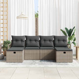 Garden Sofa Set with Cushion 6 pcs Grey Poly rattan - Side View