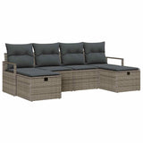 Garden Sofa Set with Cushion 6 pcs Grey Poly rattan - Front View
