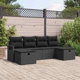 Sofa Set with Cushion 5 pcs Poly Rattan