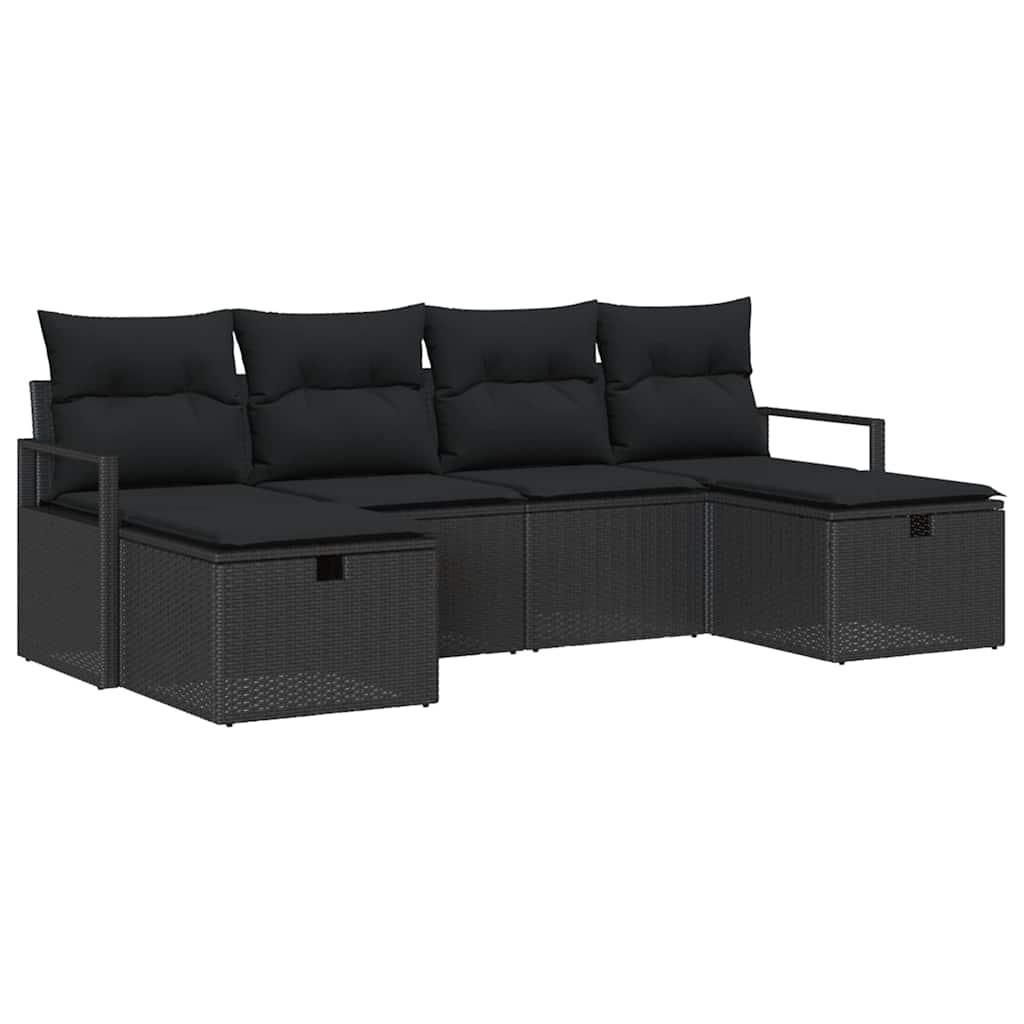 Sofa Set with Cushion 5 pcs Poly Rattan