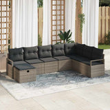 Garden Sofa Set 8 pcs Grey Poly rattan