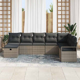 Garden Sofa Set 8 pcs Grey Poly rattan - Side View