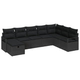 Garden Sofa Set 8 pcs Black Poly rattan - Front View