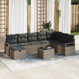 Garden Sofa Set 9 pcs Grey Poly rattan