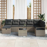 Garden Sofa Set 9 pcs Grey Poly rattan - Side View