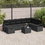 Garden Sofa Set 9 pcs Black Poly rattan