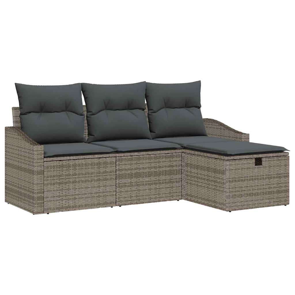 Sofa Set with Cushion 4 pcs Poly Rattan