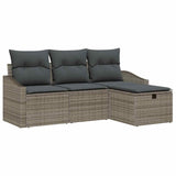 Sofa Set with Cushion 4 pcs Poly Rattan - Front View