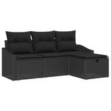 Sofa Set with Cushion 4 pcs Poly Rattan - Front View