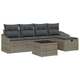 Garden Sofa Set Manual 6 pcs Grey 55 x 55 x 37 cm Poly rattan - Front View