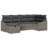 Garden Sofa Set 6 pcs Grey 55 x 62 x 69 cm Poly rattan - Front View