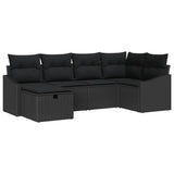 Garden Sofa Set 6 pcs Black 55 x 62 x 69 cm Poly rattan - Front View