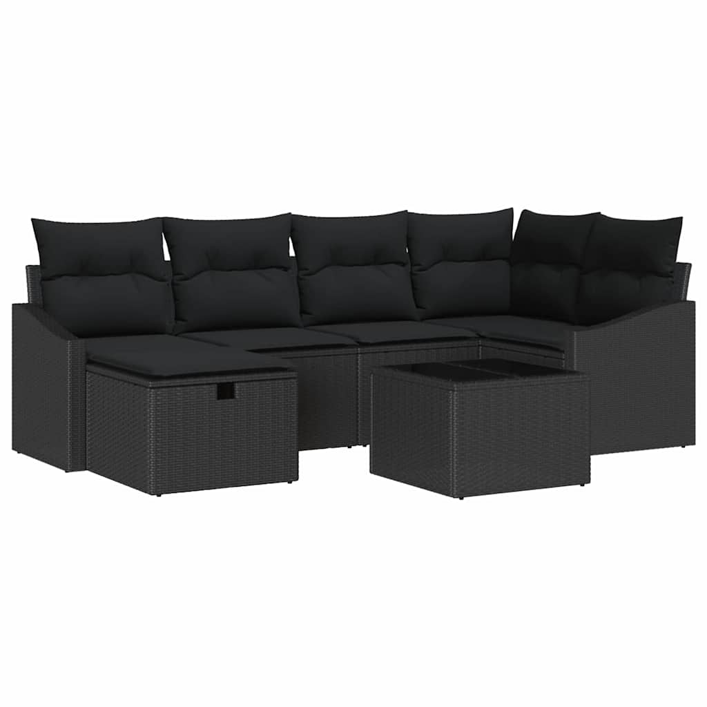Sofa Set with Cushion 7 pcs Poly Rattan