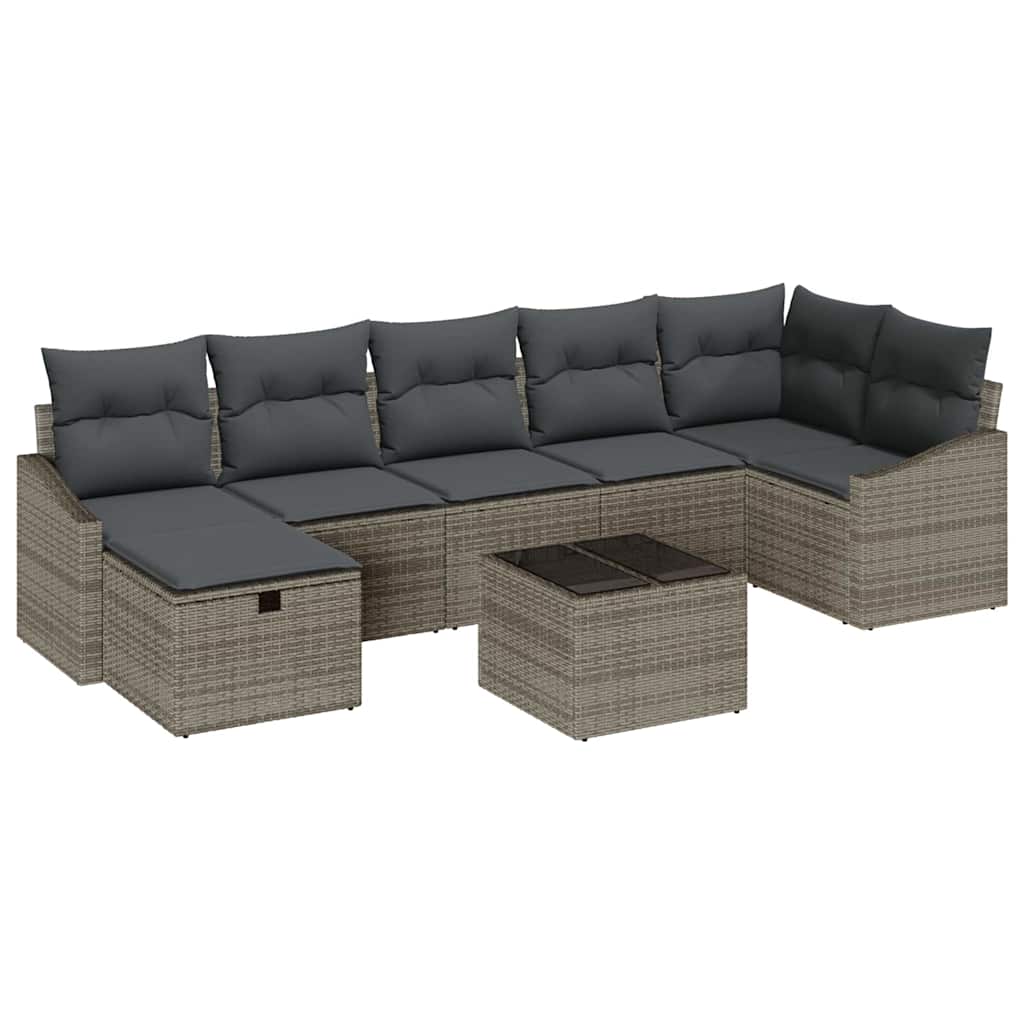 Sofa Set with Cushion 8 pcs Poly Rattan