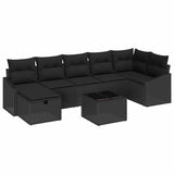 Garden Sofa Set 8 pcs Black 55 x 62 x 69 cm Poly rattan - Front View