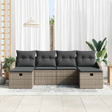 Garden Sofa Set 6 pcs Grey 55 x 62 x 69 cm Poly rattan - Side View