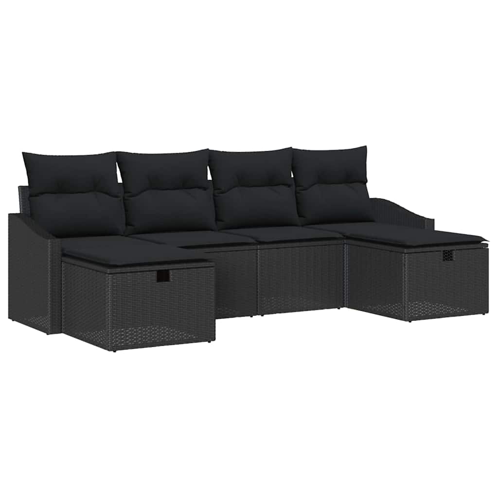 Sofa Set with Cushion 6 pcs Poly Rattan