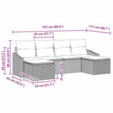 Sofa Set with Cushion 6 pcs Poly Rattan - Low Angle