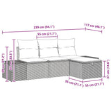 Sofa Set with Cushion 4 pcs Poly Rattan