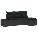 Sofa Set with Cushion 4 pcs Poly Rattan - Front View