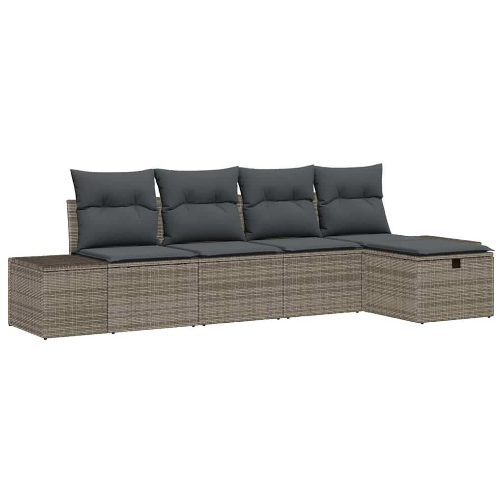 Sofa Set with Cushion 5 pcs Poly Rattan