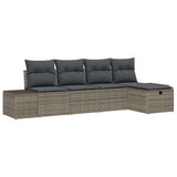 Sofa Set with Cushion 5 pcs Poly Rattan