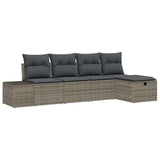 Garden Sofa Set 5 pcs Grey 55 x 62 x 69 cm Poly rattan - Front View
