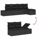 Garden Sofa Set 5 pcs Black 55 x 62 x 69 cm Poly rattan - Close-Up Angle