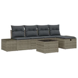 Garden Sofa Set 6 pcs Grey 55 x 62 x 69 cm Poly rattan - Front View