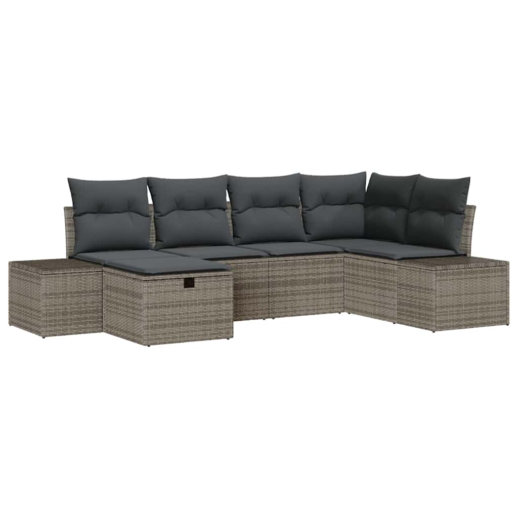 Sofa Set with Cushion 7 pcs Poly Rattan